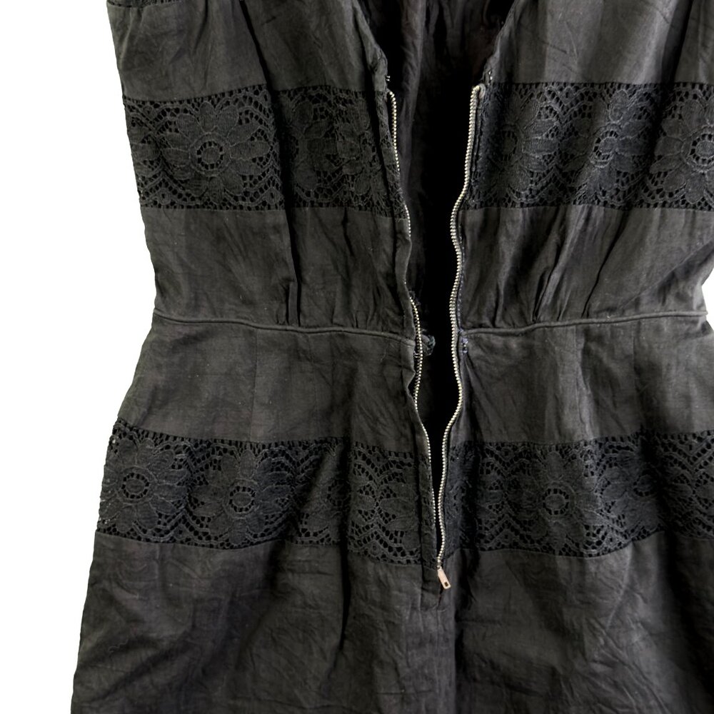 Vintage Victorian style Lou‑Ette Gothic Black Cotton Lace Dress Steampunk Vibe - Picture 4 of 11
